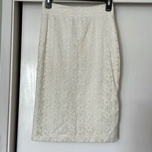 Cream Lace Pencil Skirt